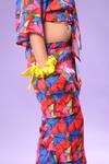 Buy_Littlecheer_Multi Color Viscose Butterfly Print Crop Top And Pant Set _Online_at_Aza_Fashions