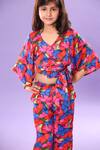 Shop_Littlecheer_Multi Color Viscose Butterfly Print Crop Top And Pant Set _Online_at_Aza_Fashions