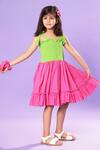 Littlecheer_Multi Color Cotton, Poplin Blocked And Flared Dress _Online_at_Aza_Fashions