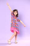 Buy_Littlecheer_Multi Color Viscose, Satin Butterfly Print Tiered Dress _Online_at_Aza_Fashions