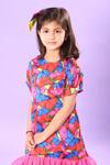 Shop_Littlecheer_Multi Color Viscose, Satin Butterfly Print Tiered Dress _Online_at_Aza_Fashions