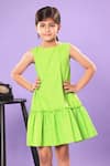 Littlecheer Green Cotton Ruffled And Tiered A-line Dress Online at Aza Fashions Littlecheer_Green Cotton Ruffled And Tiered A-line Dress _Online_at_Aza_Fashions