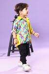 Buy_LittleCheer_Multi Color Viscose Satin Printed Feather Roll-up Sleeve Shirt _Online_at_Aza_Fashions