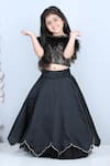 The Little Celebs_Black Silk, Net, Crepe Sequins Embroidered Blouse And Lehenga Set _Online_at_Aza_Fashions