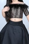 The Little Celebs_Black Silk, Net, Crepe Sequins Embroidered Blouse And Lehenga Set _at_Aza_Fashions