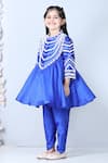 Shop_The Little Celebs_Blue Silk, Crepe Pearls Embroidered Kurta And Pant Set _Online_at_Aza_Fashions