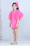 Shop_The little celebs_Pink Imported Crepe Plain Round Neck Dress _Online_at_Aza_Fashions