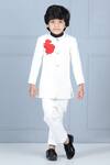 Buy_The little celebs_Cream Silk Embroidered Thread Bandhgala Coat And Pant Set _Online_at_Aza_Fashions