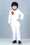 Shop_The little celebs_White Imported Crepe Embroidered Thread Achkan And Pant Set _Online_at_Aza_Fashions