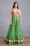 Torani_Green Slub Silk Digital Print Rang Naaz Raabia Anarkali With Dupatta  _Online_at_Aza_Fashions