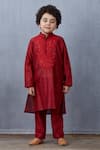 Buy_Torani_Red Chanderi Embroidery Surkh Karam Kurta And Pant Set _at_Aza_Fashions