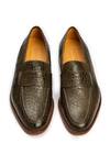 Buy_dapper Shoes_Green Handcrafted Crocodile Pattern Penny Loafers 