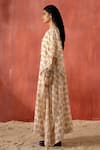 Amisha Kothari_Beige Cotton Silk Printed Block Round Ambika Kaftan  _Online_at_Aza_Fashions