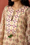 Buy_Amisha Kothari_Beige Cotton Silk Printed Block Round Ambika Kaftan  _Online_at_Aza_Fashions