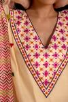 Shop_Amisha Kothari_Beige Cotton Silk Anika Printed Kaftan_Online_at_Aza_Fashions