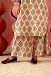 Shop_Amisha Kothari_Beige Cotton, , Organza Embroidery, Mirrors, Uma Printed Co-ord Set _Online_at_Aza_Fashions