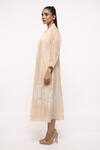 Buy_Neeta Bhargava_Beige Tissue Midi Dress With Organza Jacket  _Online_at_Aza_Fashions