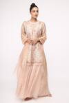 Buy_Neeta Bhargava_Beige Organza, Tissue Embroidered Kurta Set _Online_at_Aza_Fashions