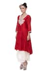 Neeta Bhargava_Red Cotton Silk Embroidered Kurta And Palazzo Set  _Online_at_Aza_Fashions