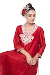 Shop_Neeta Bhargava_Red Cotton Silk Embroidered Kurta And Palazzo Set  _Online_at_Aza_Fashions