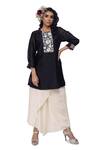 Buy_Neeta Bhargava_Black Cotton Silk Embroidered Kurta And Skirt Set _Online_at_Aza_Fashions