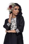 Neeta Bhargava_Black Cotton Silk Embroidered Kurta And Skirt Set _at_Aza_Fashions