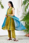 Buy_Devyani Mehrotra_Blue Kurta And Dupatta Chanderi Lining Viscose Crepe Pant Glazed & Set _Online_at_Aza_Fashions