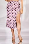 Senren By Eshana Raut_Purple Cotton Collared Geometric Print Cropped Shirt With Midi Skirt _Online_at_Aza_Fashions