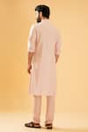 Shop_Raghavendra Rathore Blue_Pink Raw Silk Half Button Down Pleated Kurta _Online_at_Aza_Fashions