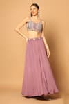 Two Sisters By Gyans_Purple Georgette Beads, Crystals, Embroidery Scoop Waistband Panelled Skirt Set _Online_at_Aza_Fashions