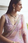 Moledro_Purple Lehenga And Blouse- Zari Tissue & Dupatta- Butterfly Net Mahika Set _Online_at_Aza_Fashions