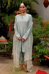 Buy_Megha Bansal_Blue Silk Organza Embroidered Floral Round Neck Runa Vrit Kurta Set _at_Aza_Fashions