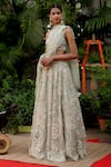 Buy_Megha Bansal_Green Silk Organza Embroidered Chandrika Hand Bridal Lehenga Set _at_Aza_Fashions