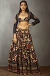 Torani_Black Chanderi Printed Lehenga Set_Online_at_Aza_Fashions