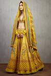 Torani_Yellow Chanderi Printed Lehenga Set_Online_at_Aza_Fashions