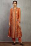 Buy_Torani_Orange Organza, Chanderi, Cotton Silk Round Printed Kurta_at_Aza_Fashions