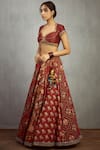 Buy_Torani_Maroon Cotton Silk Chanderi Printed Lehenga Set_Online_at_Aza_Fashions