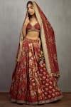 Buy_Torani_Maroon Cotton Silk Chanderi Printed Lehenga Set_at_Aza_Fashions