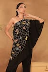 Buy_Nayantara Couture_Black Silk Asymmetric Embroidered One Shoulder Tunic  _at_Aza_Fashions