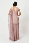 Shop_Rishi And Soujit_Pink Organza, Georgette Swarovski Scoop Neck Embellished Kurta Sharara Set _at_Aza_Fashions
