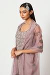 Buy_Rishi And Soujit_Pink Organza, Georgette Swarovski Scoop Neck Embellished Kurta Sharara Set _Online_at_Aza_Fashions