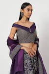 Buy_Rishi and Soujit_Purple Rawsilk Embroidery Cutdana V Neck Zardozi Lehenga Set  _Online_at_Aza_Fashions