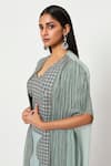 Buy_Rishi And Soujit_Blue Rawsilk Embroidery Bead Cape Open And Draped Skirt Set  _Online_at_Aza_Fashions