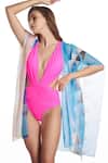 Buy_Kai Resortwear_Blue Georgette Pop Open Front Kaftan Cover Up For Women_at_Aza_Fashions