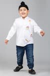 Buy_Darleen Kids Couture_White Cotton Satin Embroidered Sequins Shirt _at_Aza_Fashions