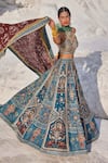 Buy_The Royaleum_Multi Color Upada Silk Hand Beads Blouse Bridal Lehenga Set _at_Aza_Fashions