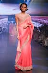 Buy_Anushree Reddy_Pink Organza Ombre Effect Border Saree With Unstitched Blouse  _at_Aza_Fashions