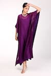 Buy_Komal Shah_Purple Kaftan  Chanderi Embroidered Badla Round  _at_Aza_Fashions