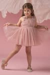 Buy_Darleen Kids Couture_Pink Net And Lining- Taffeta & Shantoon Embroidery Pearls Pretty Pleats Dress _at_Aza_Fashions