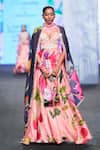 Buy_Mahima Mahajan_Pink Organza Satin And Shantoon Print & Embroidery Floral Anarkali With Dupatta _at_Aza_Fashions